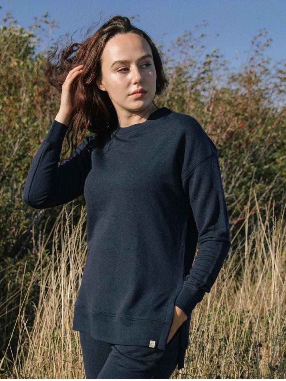 Simply Merino Side Slit Lounge Top XXL Indigo Blue 100% Merino Wool Shirt